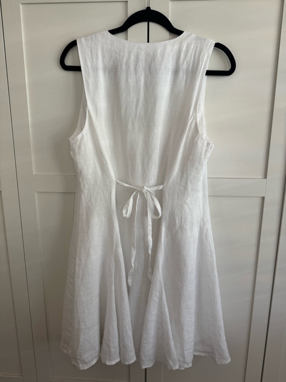 J. Crew White Sleeveless V-Neck Linen Mini Dress Size 12 - Picture 5 of 5